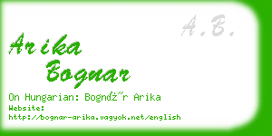 arika bognar business card
